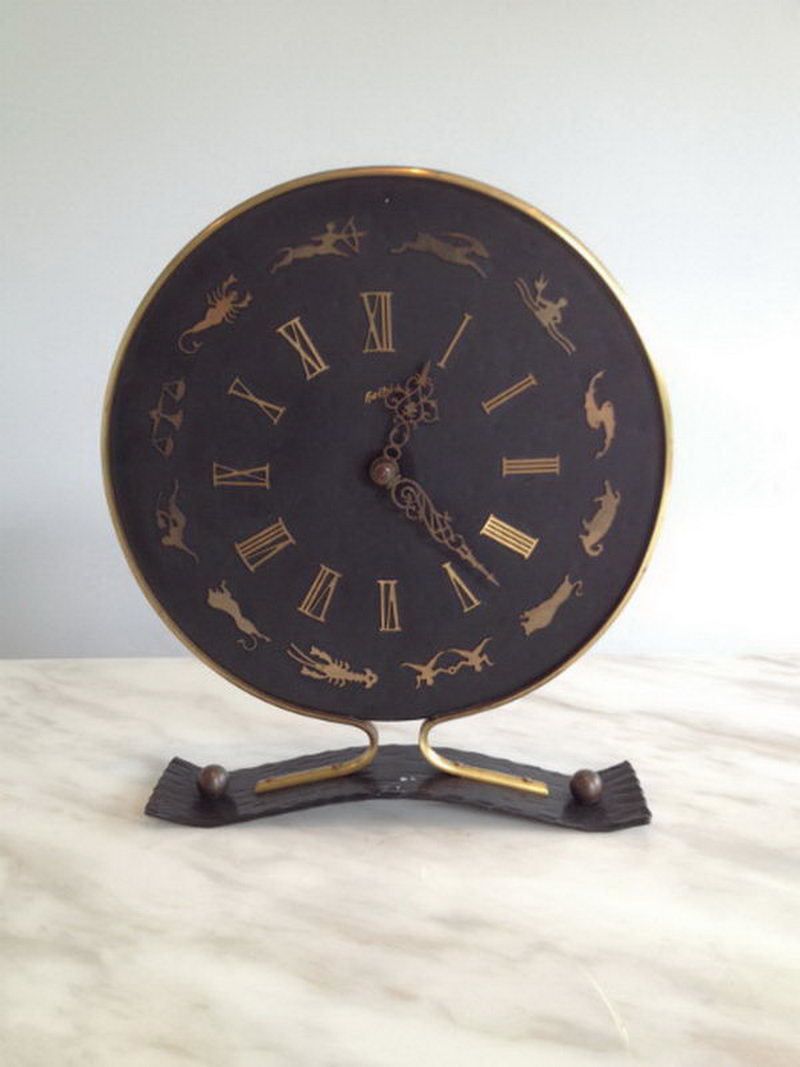 Jaegher Lecoultre Signs Of Aquarius Decorative Clock. French. Circa 1950 photo vinterior