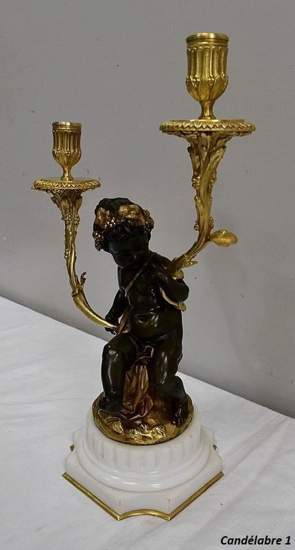 Pair Of Bronze Candelabras, "Un Amour Et Un Faune", After Clodion And Delarue , End Of The 19th Century photo 4129.27