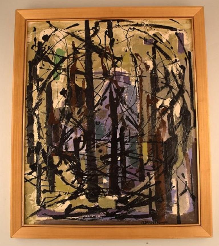 Margareta Sandberg Hög, Swedish Artist, Oil On Board, 1960s photo furniture
