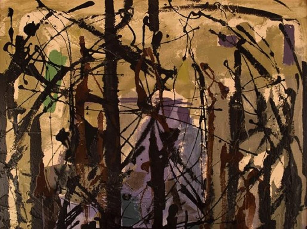 Margareta Sandberg Hög, Swedish Artist, Oil On Board, 1960s photo for sale