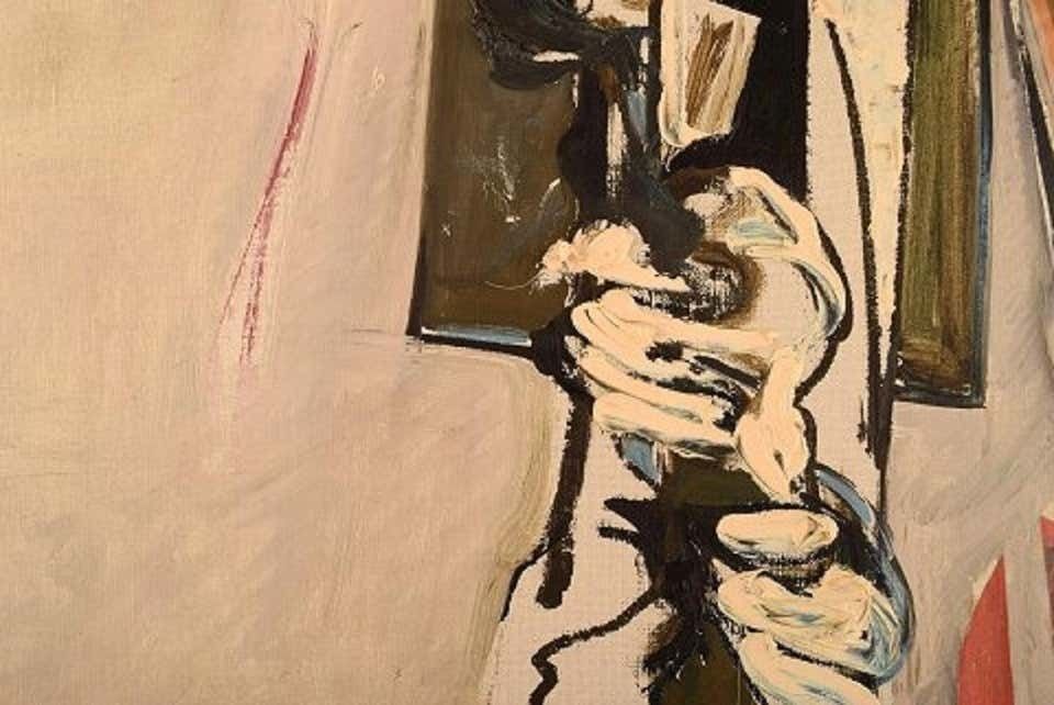 Bengt Winberg, Swedish Artist, Oil And Collage On Canvas, 1965 photo Art