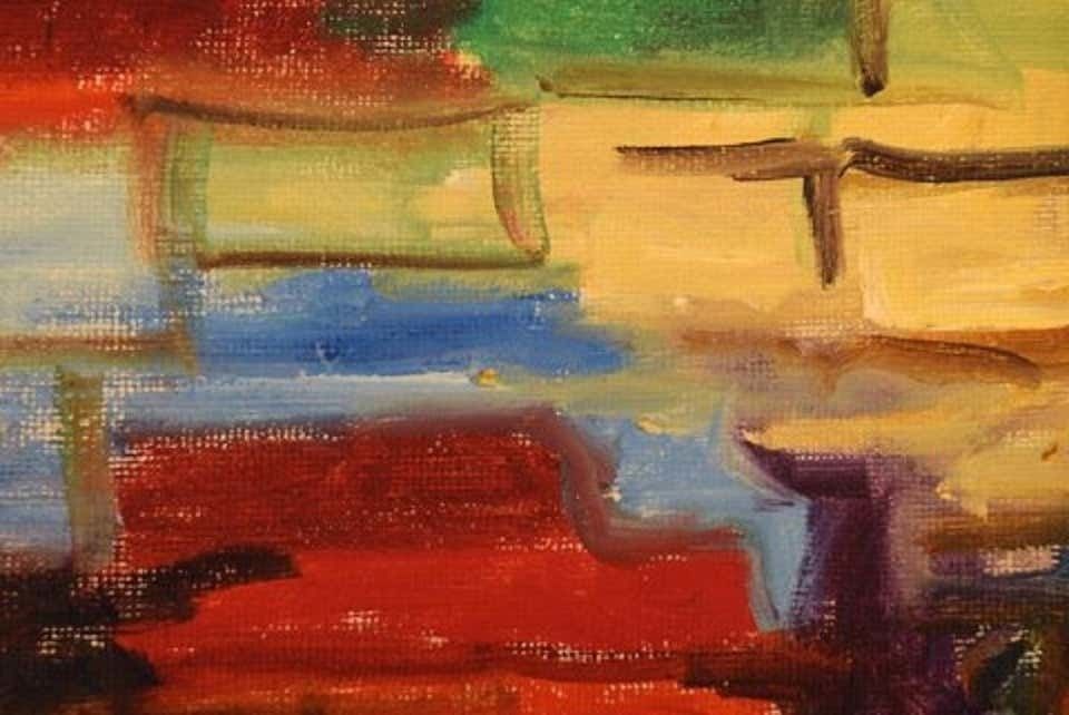 Gösta Emming, Swedish Artist, Oil On Canvas, Modernist Composition, 1960s 1970s photo for sale