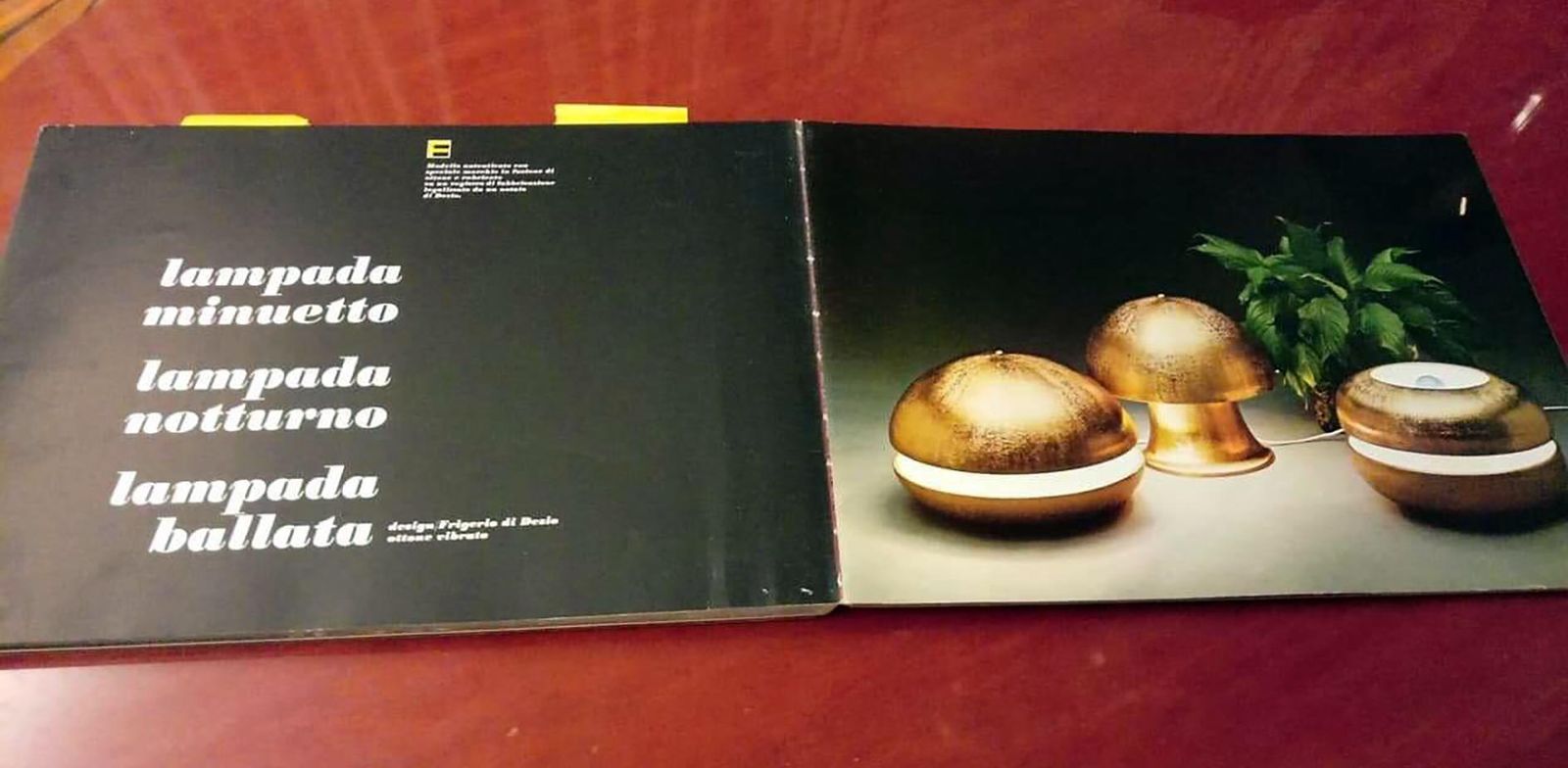 photo furniture Luciano Frigerio Italian Table Lamp Vibrated Brass "Ballata Bassa", 1974