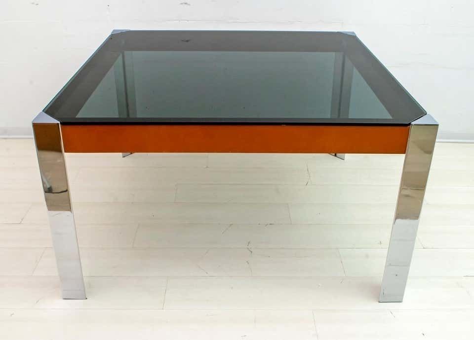 Willy Rizzo Mid Century Modern Italian Chrome And Leather Dining Table, 1970s photo buy