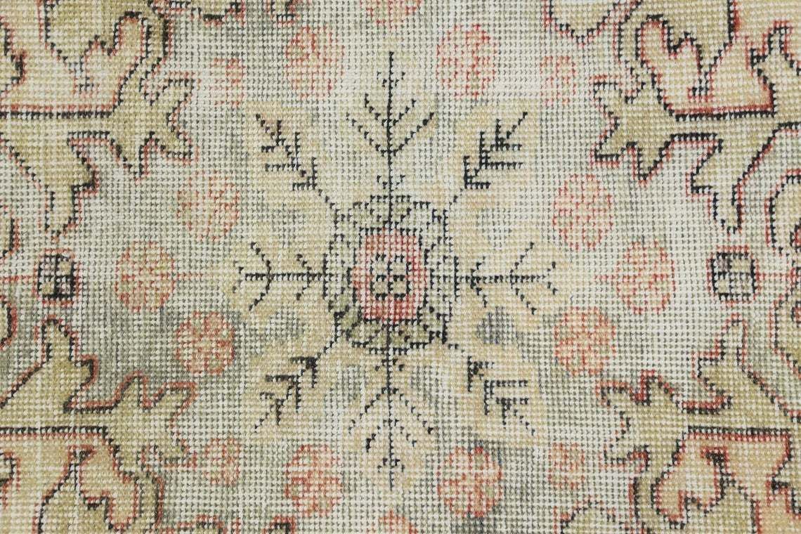 110x209 Cm Handmade Turkish Rug, Kitchen Rug, Home Decor, Luxury Area Rug, Oushak Rug, Faded Red Beige Rug, Handwoven Bohemian Wool Rug 3.6x6.9 Ft photo vintage