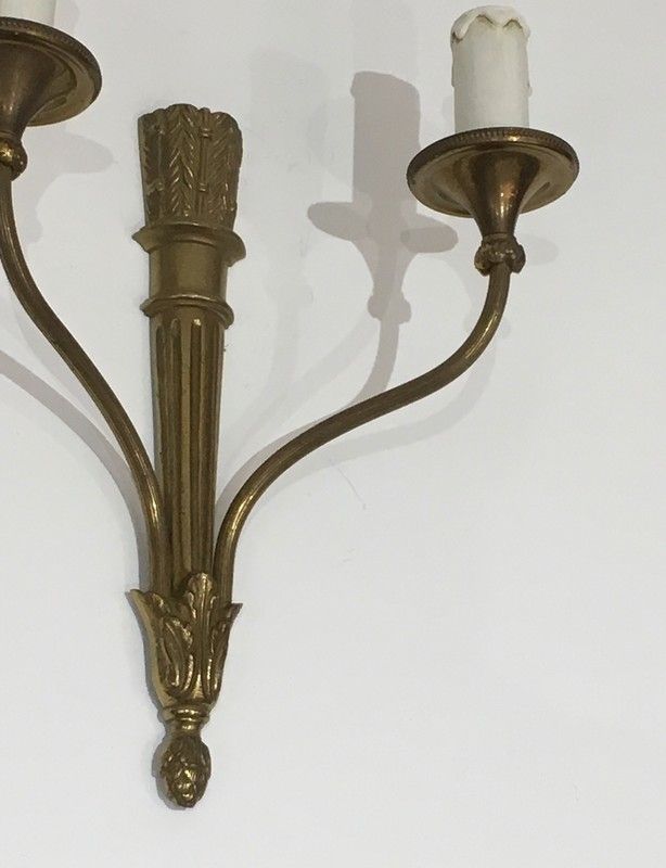 Louis The 16th Style Pair Of Bronze Wall Lights With Quiver. French Work. Circa 1960 photo vinterior