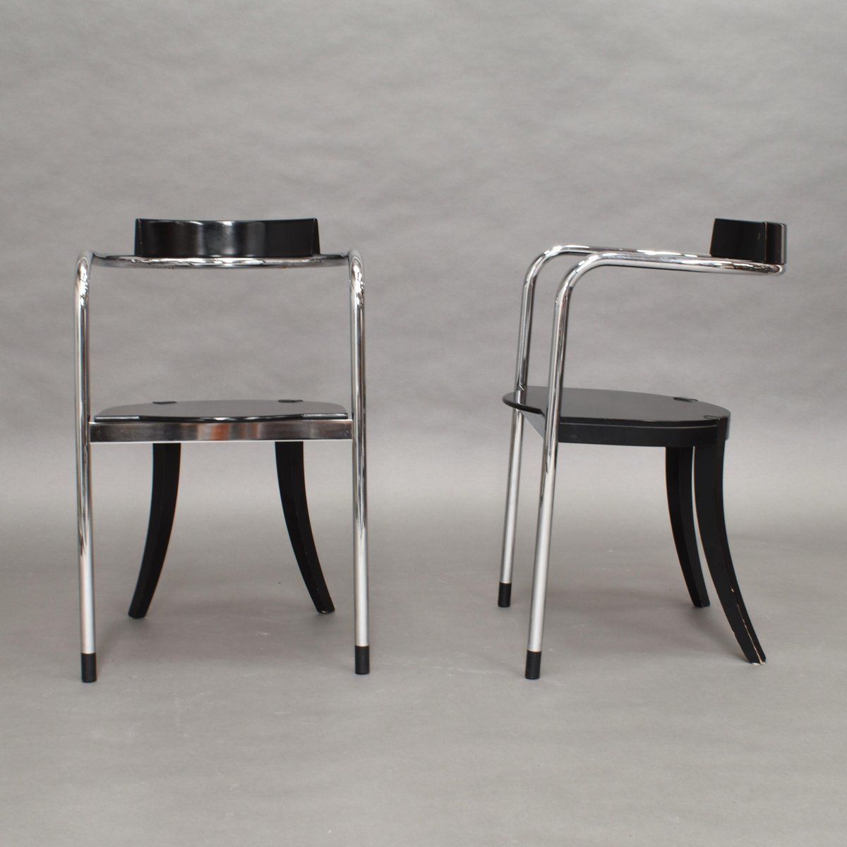 Italian Chrome Dining Chairs By David Palterer For Zanotta, 1980s, Set Of 2 photo for sale