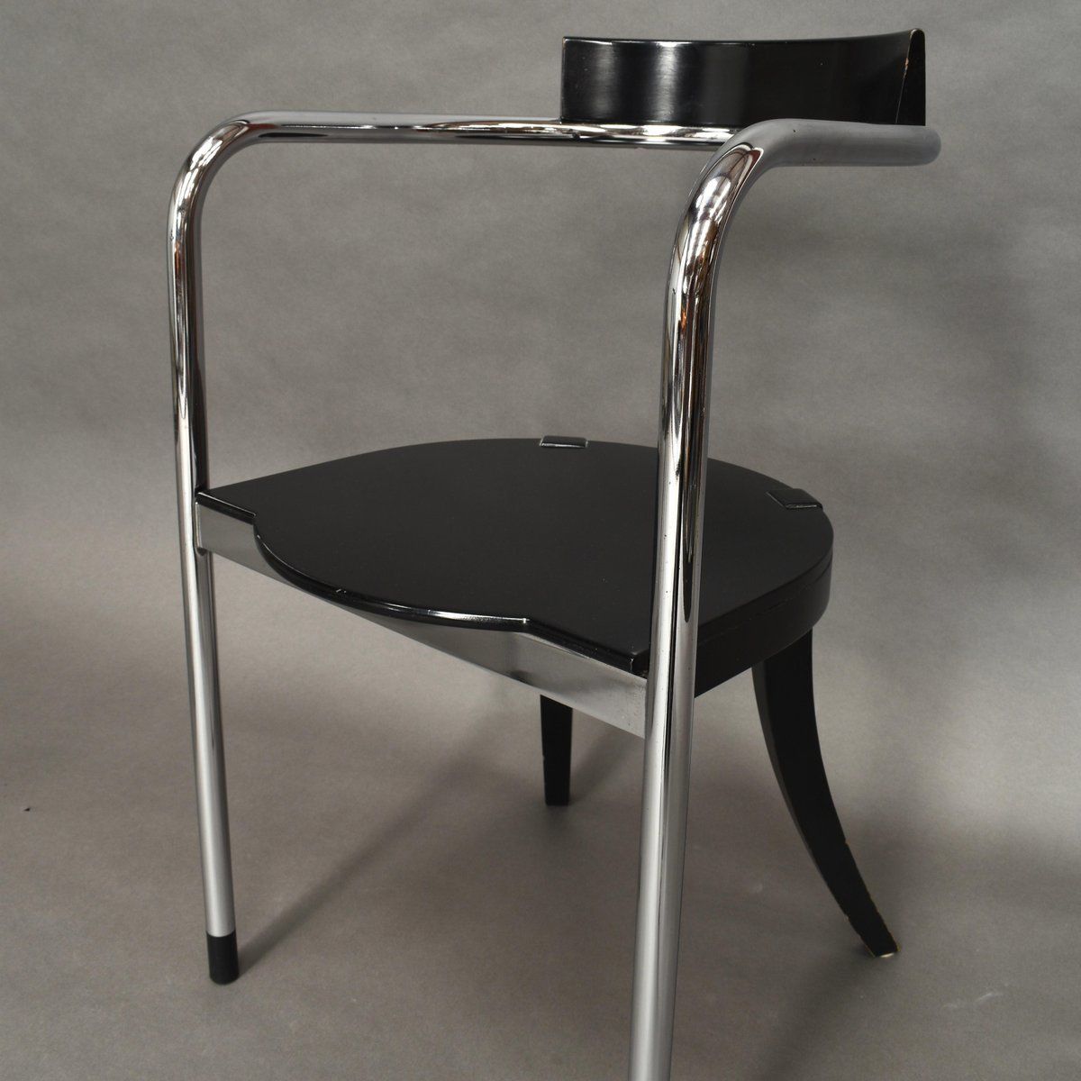 photo for sale Italian Chrome Dining Chairs By David Palterer For Zanotta, 1980s, Set Of 2
