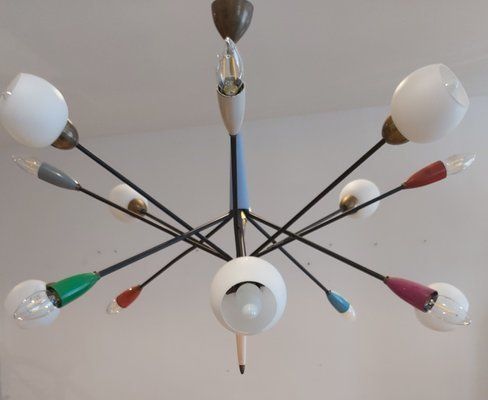 Vintage 16 Light Chandelier In The Style Of Stilnovo