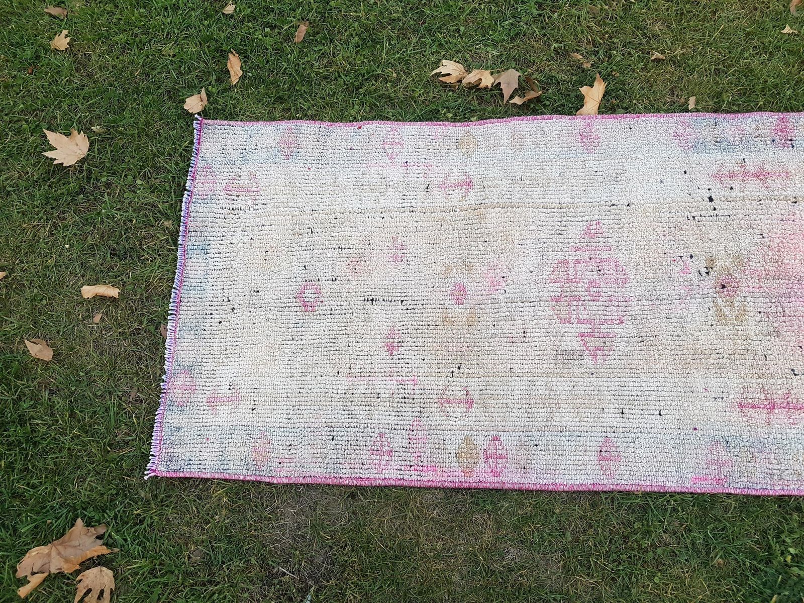 Hand Knotted Muted Pink Color Turkish Oushak Runner Rug With Modern Tribal Style, Boho Chic Long Hallway Stair Carpet 2'4" X 15'1" photo buy