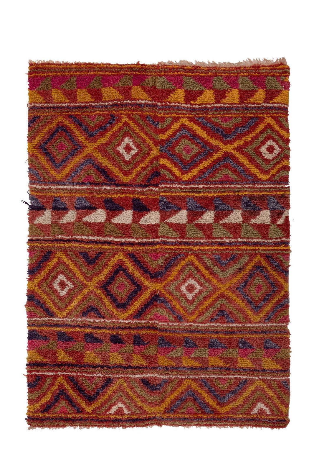 Checkered Midcentury Tulu Rug In Soft Colors 3'10" X 5'4"