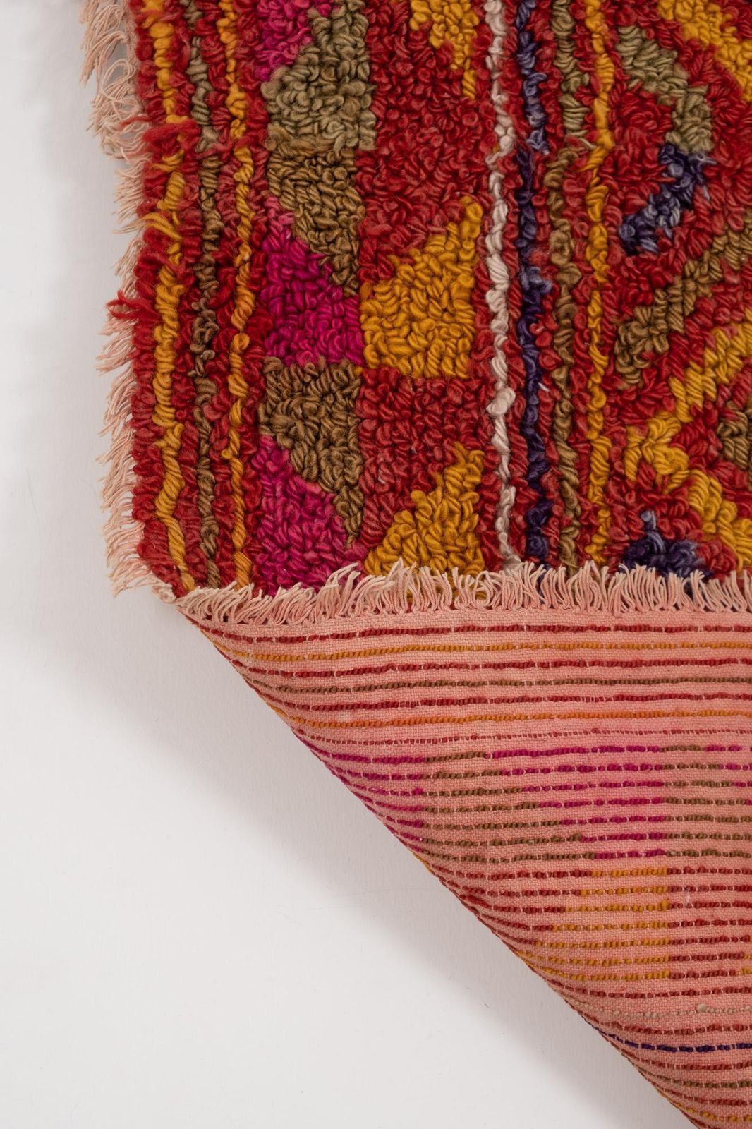 photo for sale Checkered Midcentury Tulu Rug In Soft Colors 3'10" X 5'4"