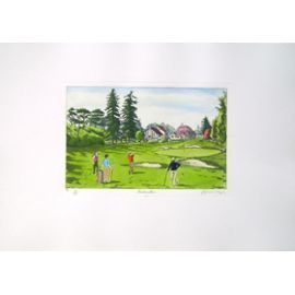 Sepulcher Patrice   Watercolor Engraving   Golf De Fontainebleau