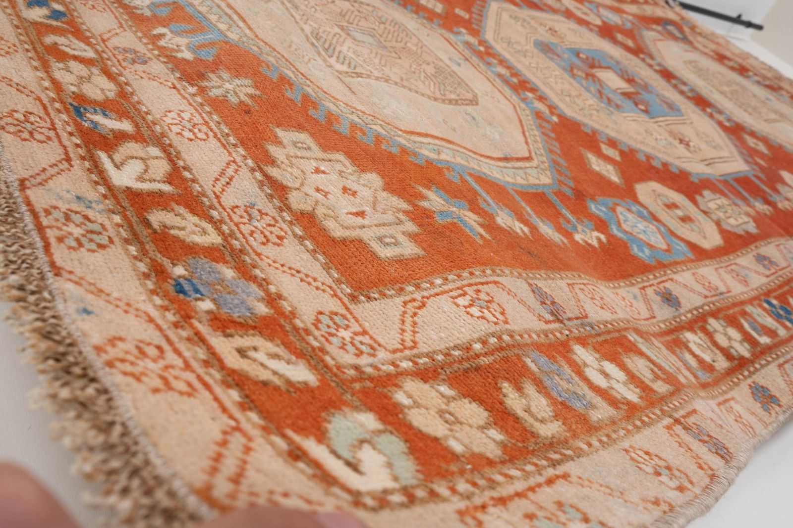Vintage Caucasian Rug   Decorative Soft Pink And Blue Colors Wool Rug 4'1" X 7'2" photo vintage