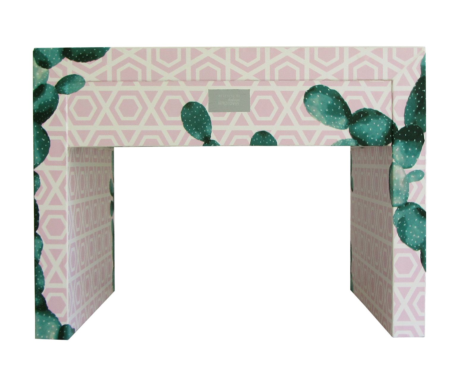 "Cactus Captured" Restyled Bedside Table By Habitat Improver With Recycled Wallpaper And Fabric Découpage photo 1350.0