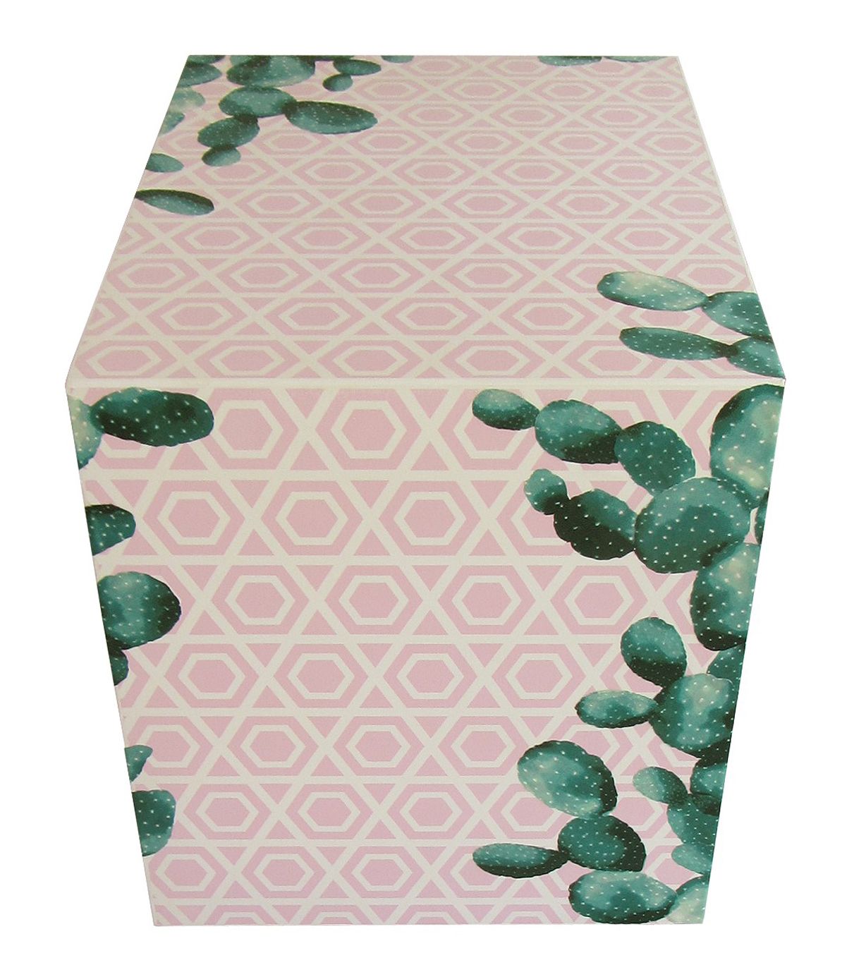 "Cactus Captured" Restyled Bedside Table By Habitat Improver With Recycled Wallpaper And Fabric Découpage photo buy