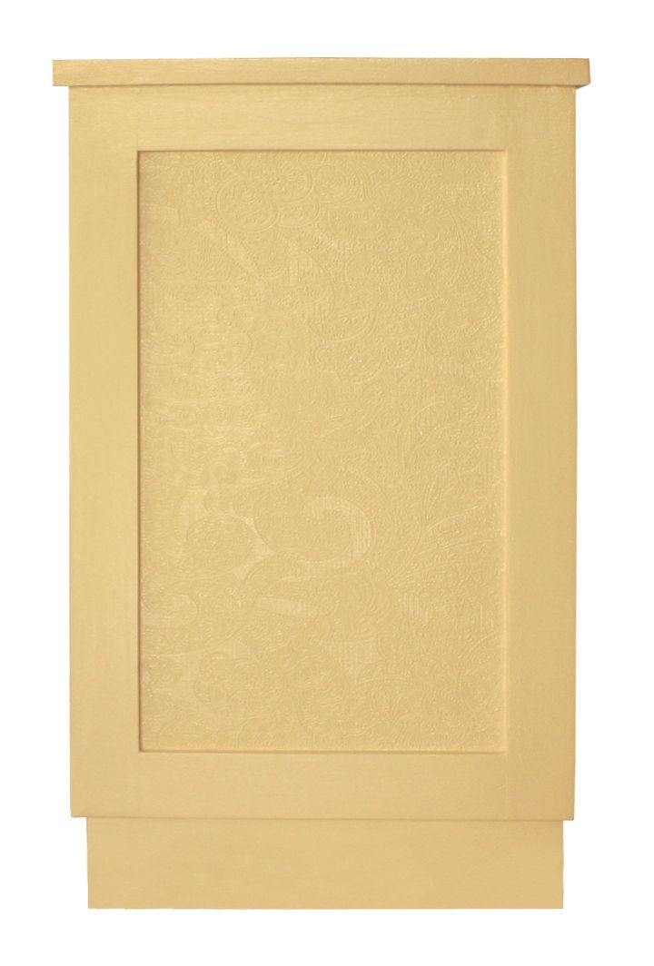 "Hindustani Paisley" Restyled Small Armoire By Habitat Improver With Textured/Printed Wallpapers And Ivory Paint photo vintage