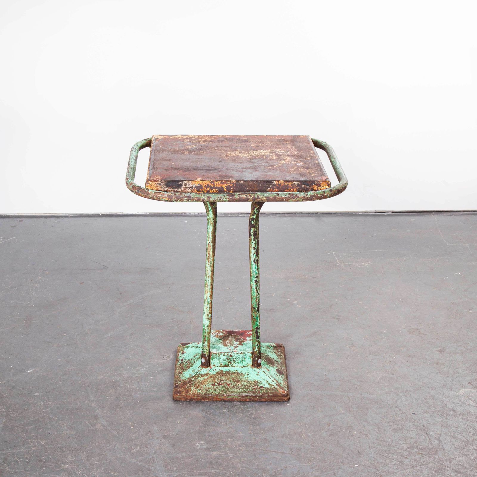 1940s French Industrial Square Dining – Console Table photo furniture
