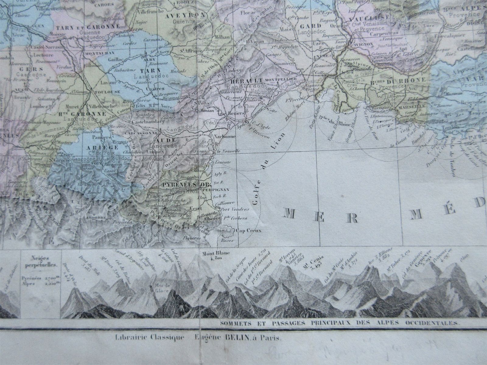 Carte Physique Et Politique De La France. Par M.M. Drioux Et Ch. Leroy  1866 photo Art
