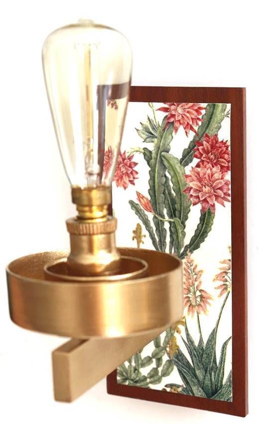 "Biophilia Fix" Restyled Wall Sconces By Habitat Improver With Paper Napkin Découpage And Gold Paint photo furniture