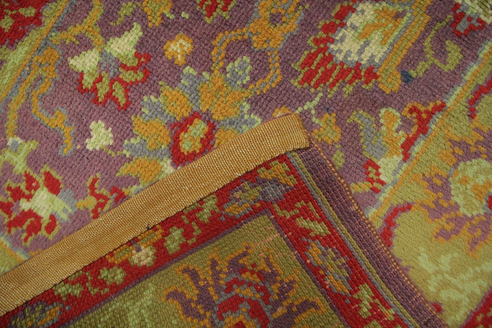 Rare Antique Rug Purple Wool Pile Rug, British Ax Minister Design 87x150cm photo 5800.0