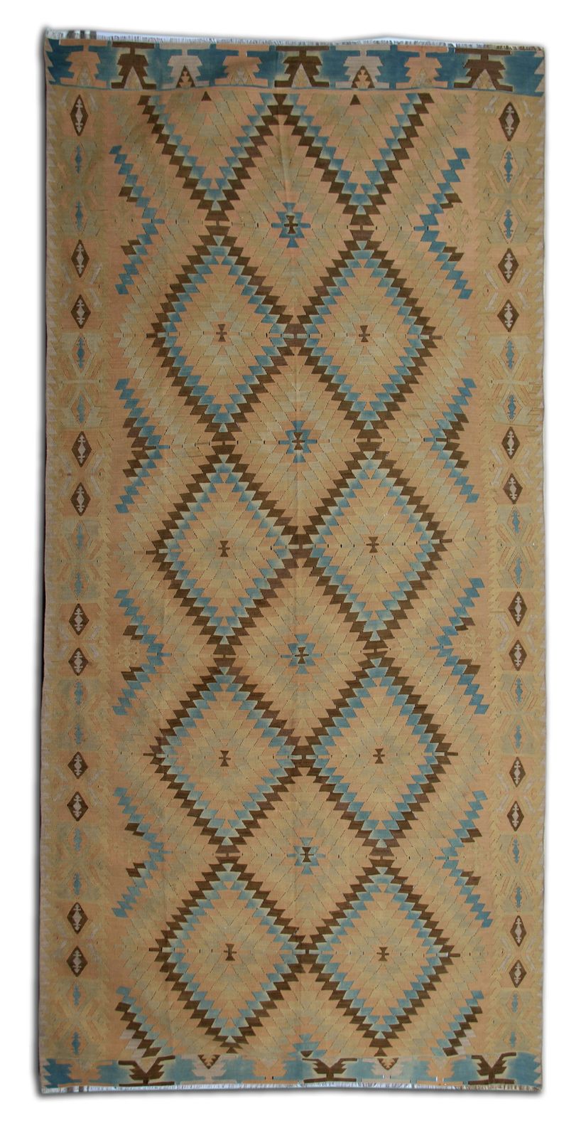 Antique Turkish Anatolian Kilim 193 X 390 Cm Flat Woven Rug