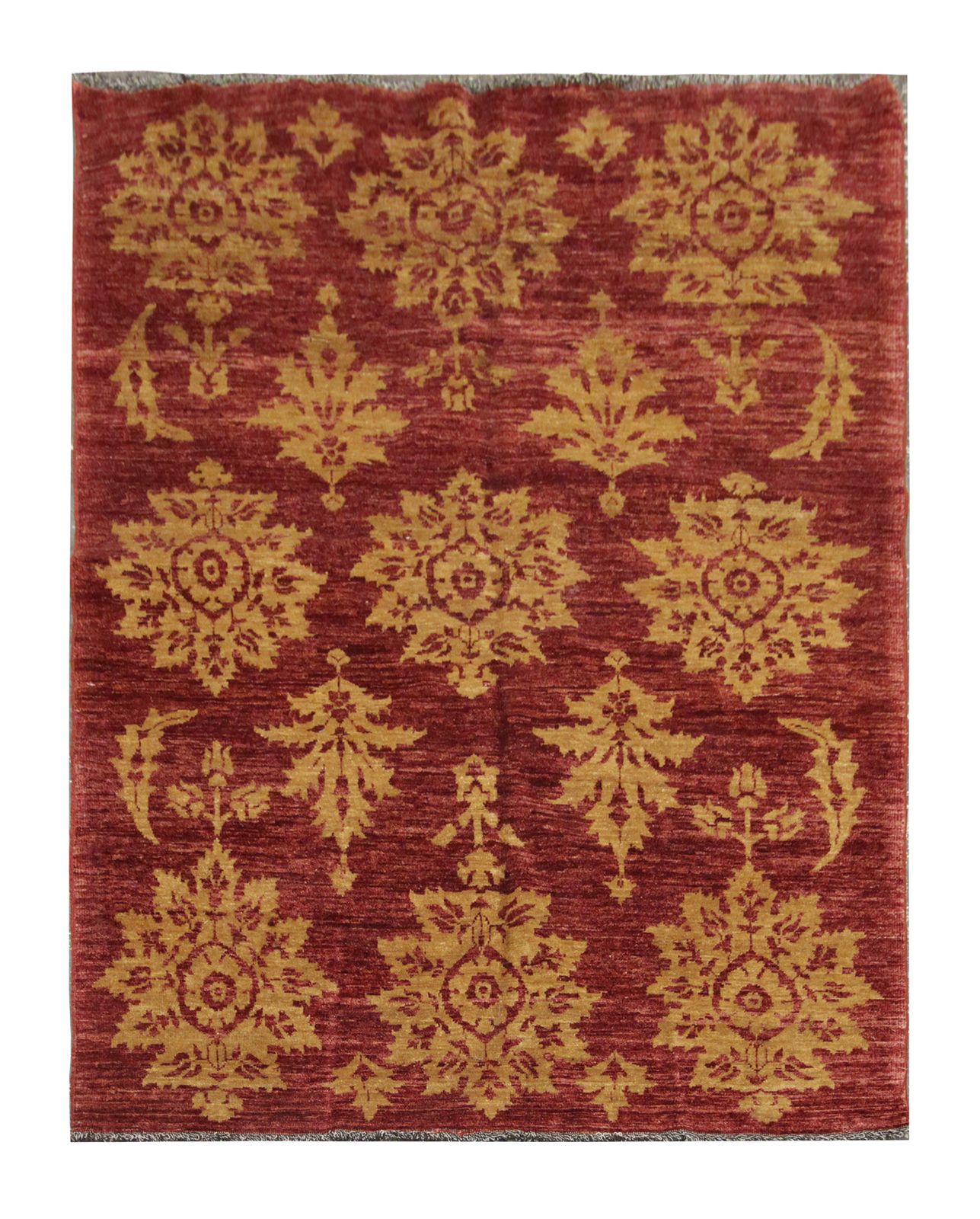 Modern Afghan Rug  Red And Gold Carpet Wool Rug 143 X 205 Cm