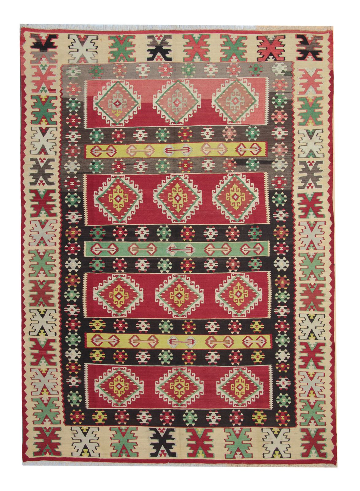 Antique Rugs, Turkish Kilim Rugs Uk, Geometric Kilims Carpet For Sale 203 X 294 Cm