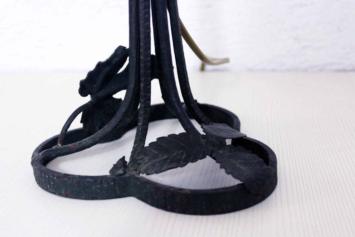 1930s Wrought Iron And Glass Lamp. Art Deco Art Nouveau photo Lighting