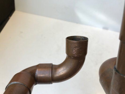 Vintage Industrial Scandinavian Copper Pipe Candleholder, 1970s photo Home Decor