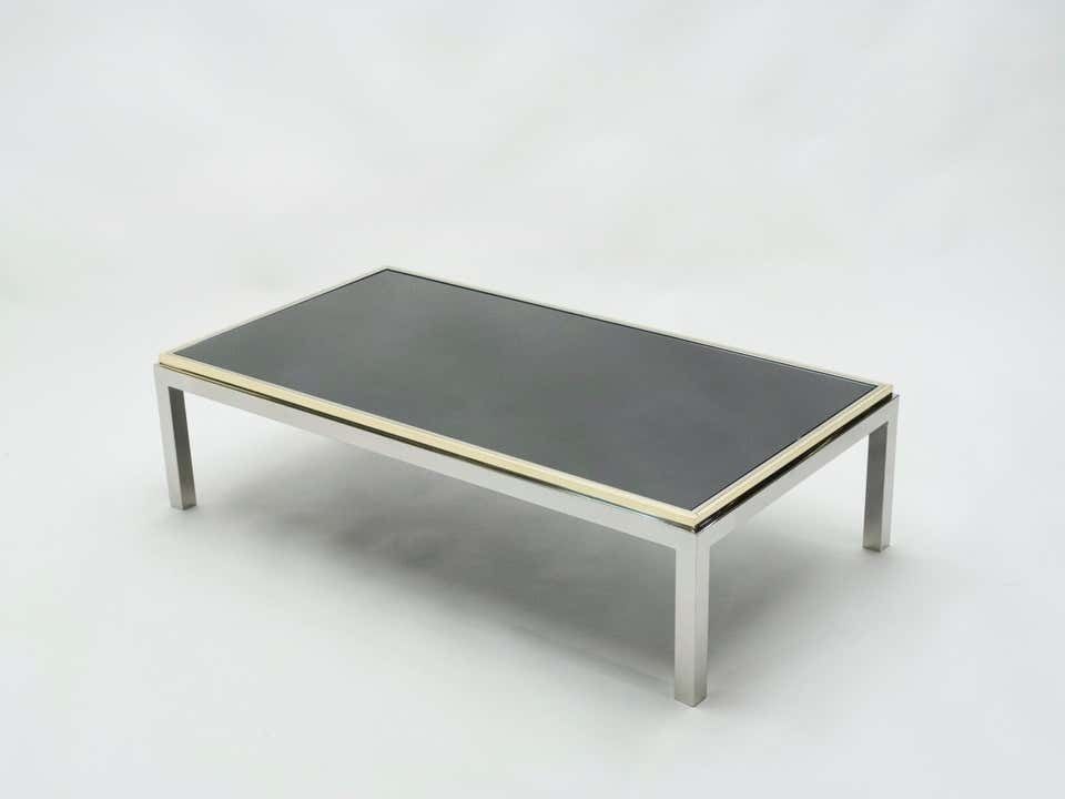 Grande table basse Willy Rizzo modèle Flaminia en laiton et chrome, années 1970 photo 3879.69