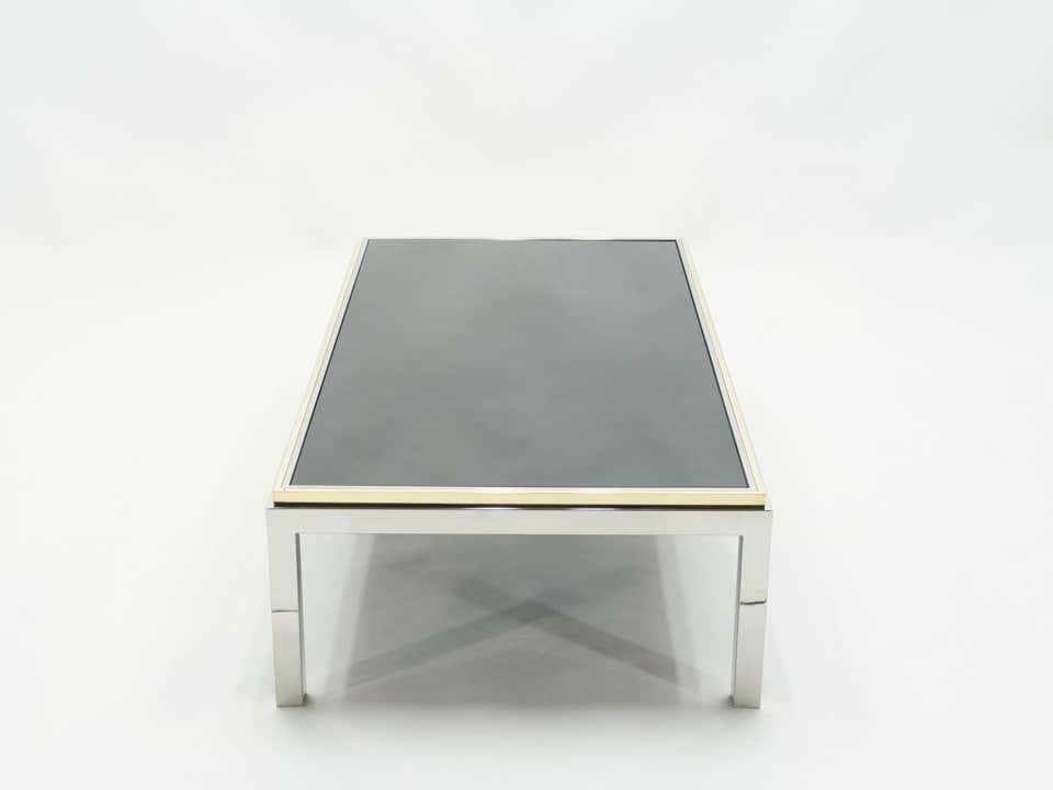 photo for sale Large Brass And Chrome Coffee Table Willy Rizzo Model Flaminia, 1970s