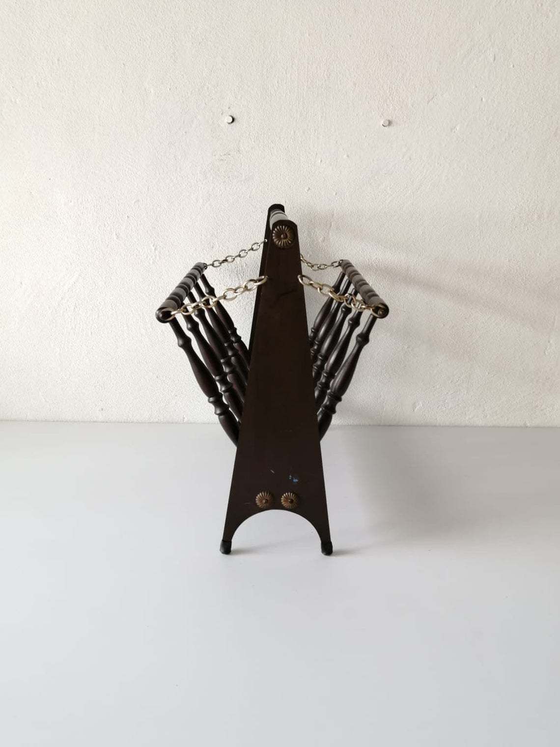 Italian Wood & Metal Body Folding Magazine Stand photo for sale