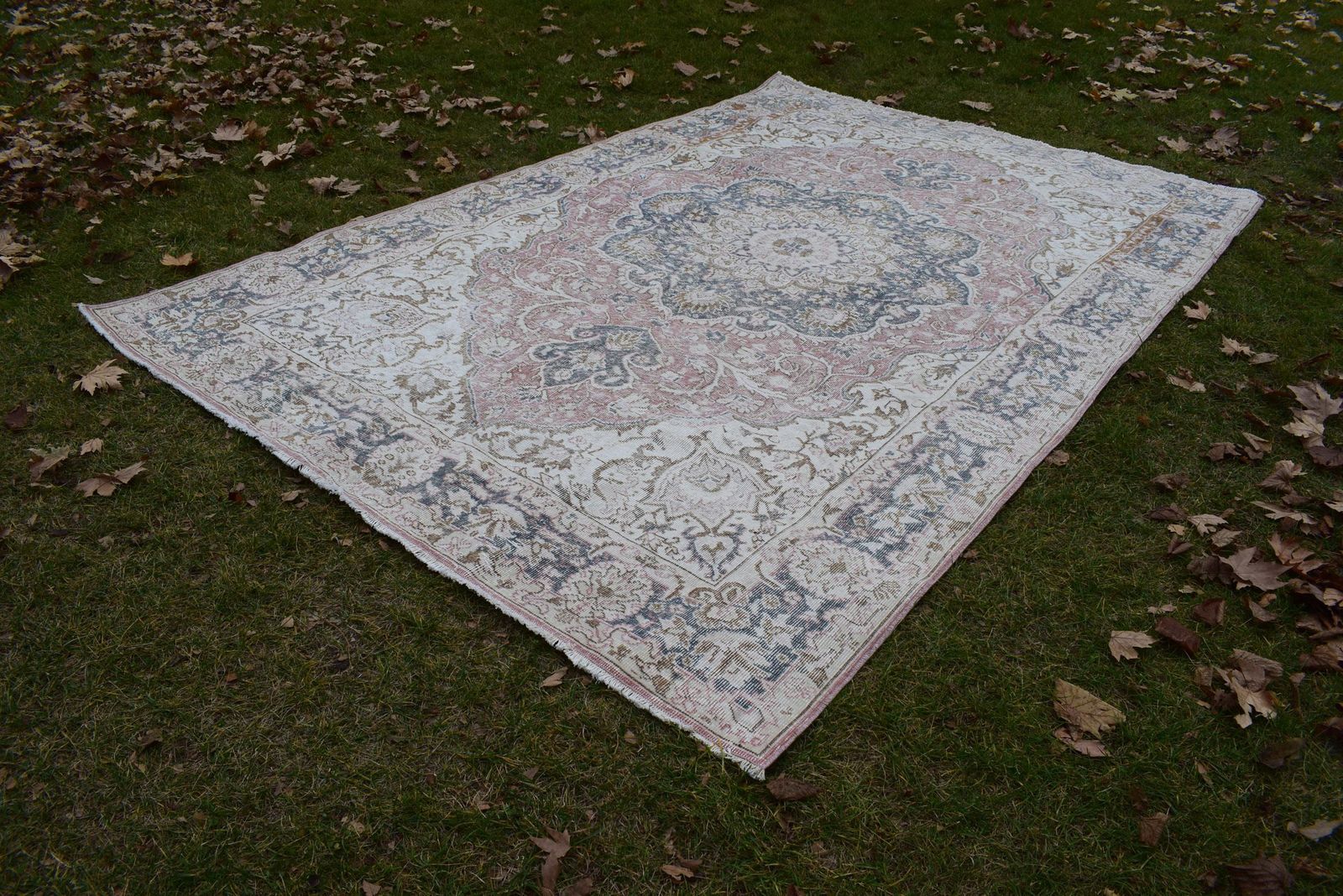 1960s Vintage Washed Out Oushak Rug