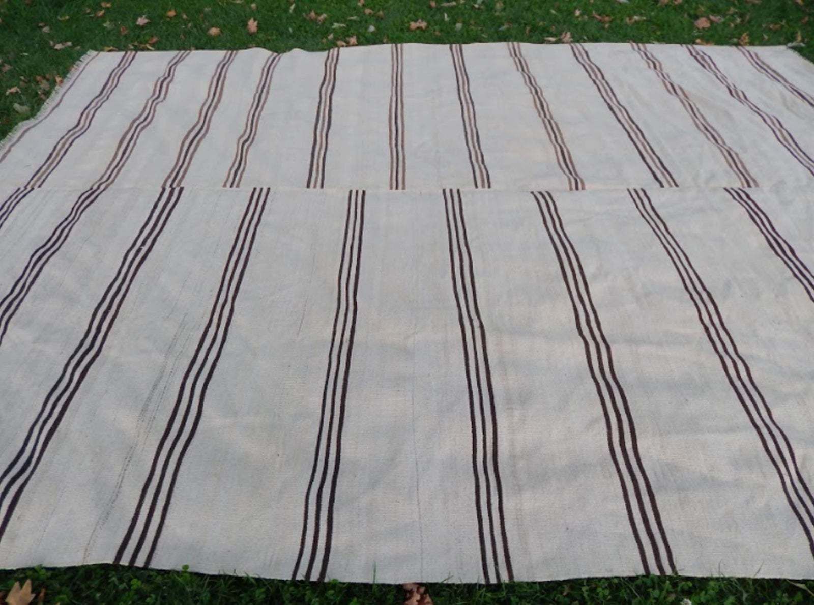 Palace Sized Anatolian Hemp Kilim Rug Hand Woven Natural Rug   9′ × 12′8″ photo Textiles