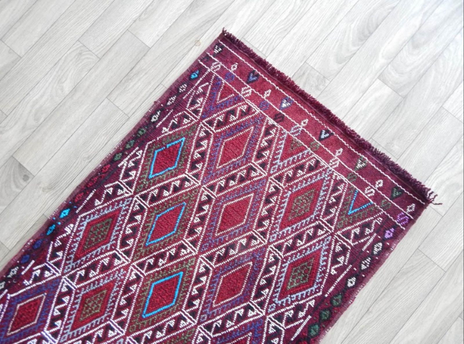 Turkish Boho Handmade Small Runner Rug 1′8″ × 2′11″ photo 85.0