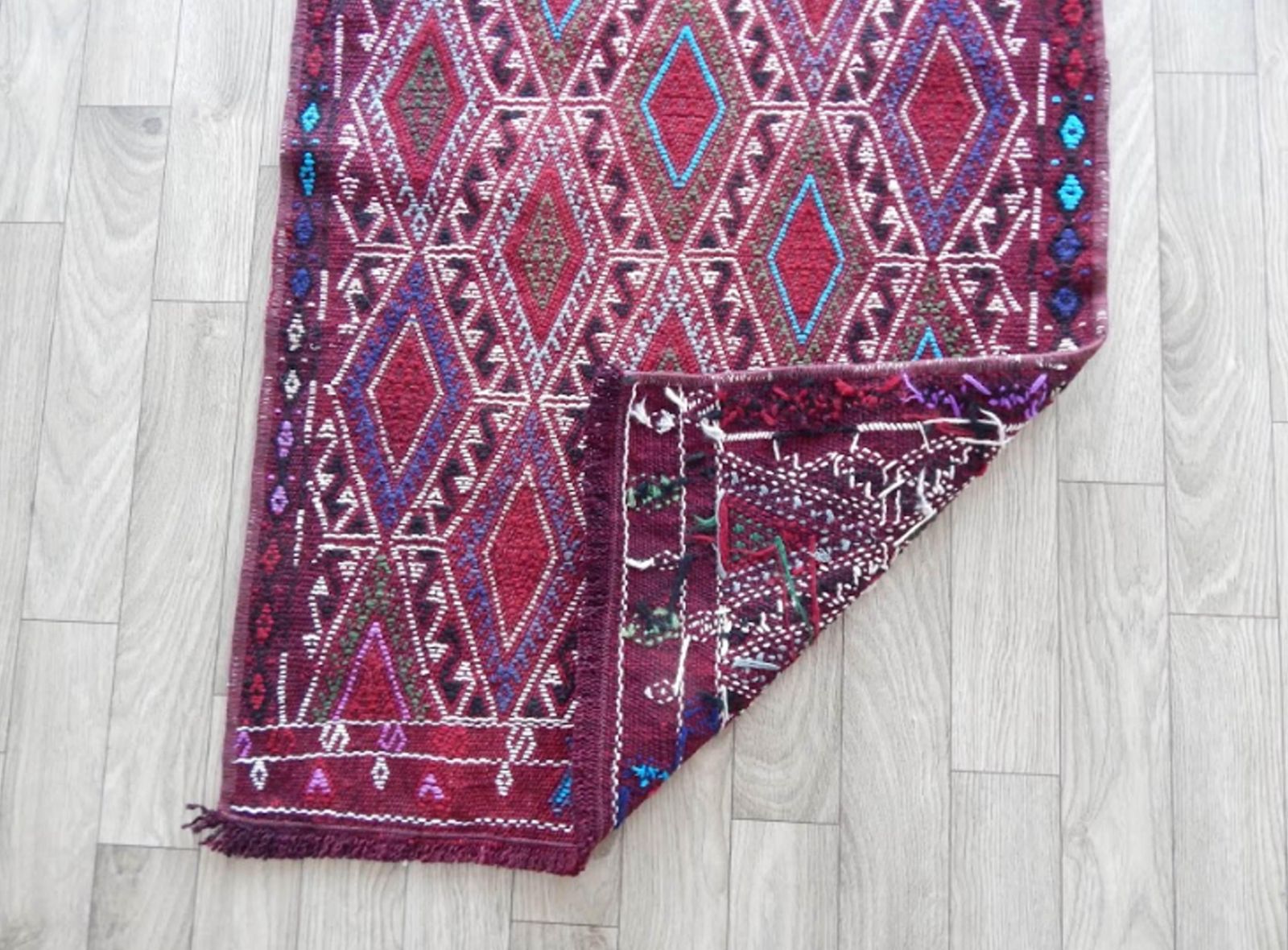 Turkish Boho Handmade Small Runner Rug 1′8″ × 2′11″ photo vinterior