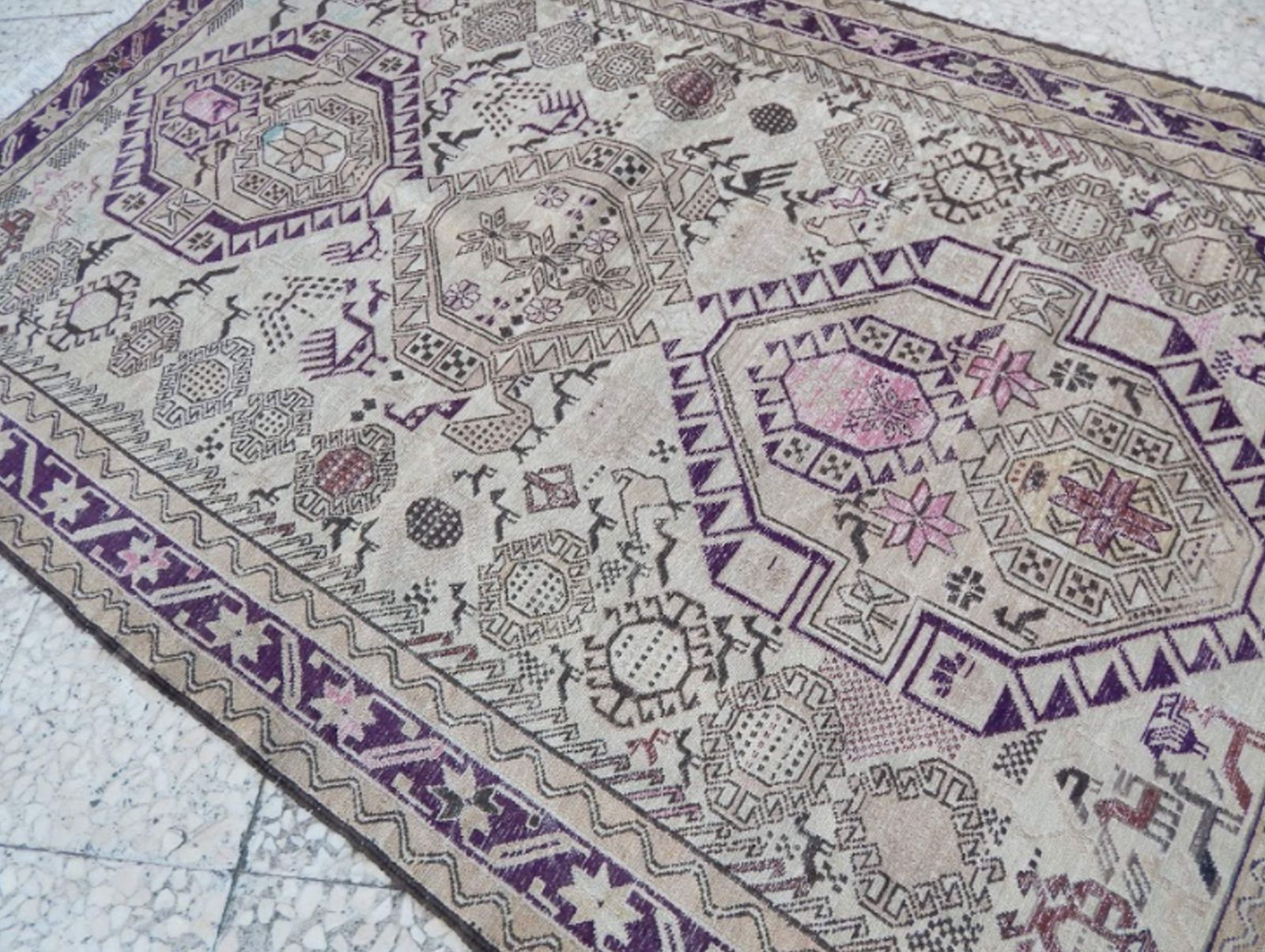 Vintage Animal Soumak, Mid Century Nomadic Gallery Rug 3′11″ × 6′2″ photo 488.0