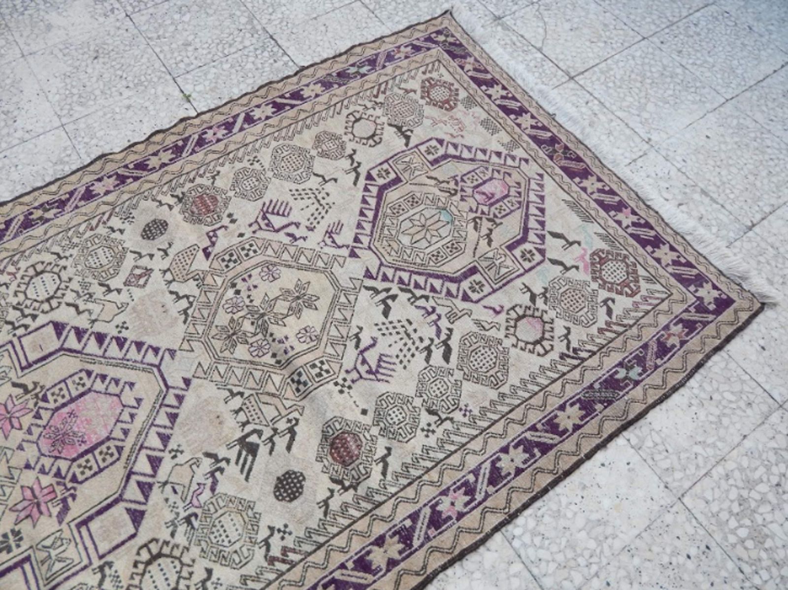 Vintage Animal Soumak, Mid Century Nomadic Gallery Rug 3′11″ × 6′2″ photo buy