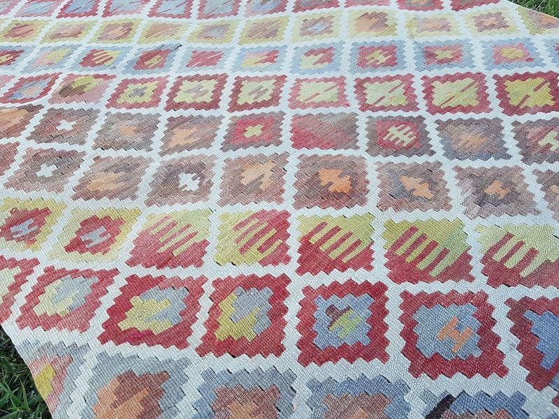photo furniture 1970s Handmade Wool Multi Color Staircase Turkish Kilim Rug Runner 3′3″ × 16′3″