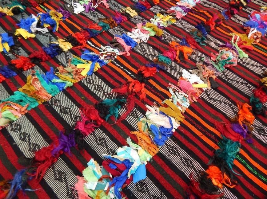 1970s Vintage Angora Wool Boucheroite Tulu Kilim Rug 5′12″ × 9′6″ photo Textiles