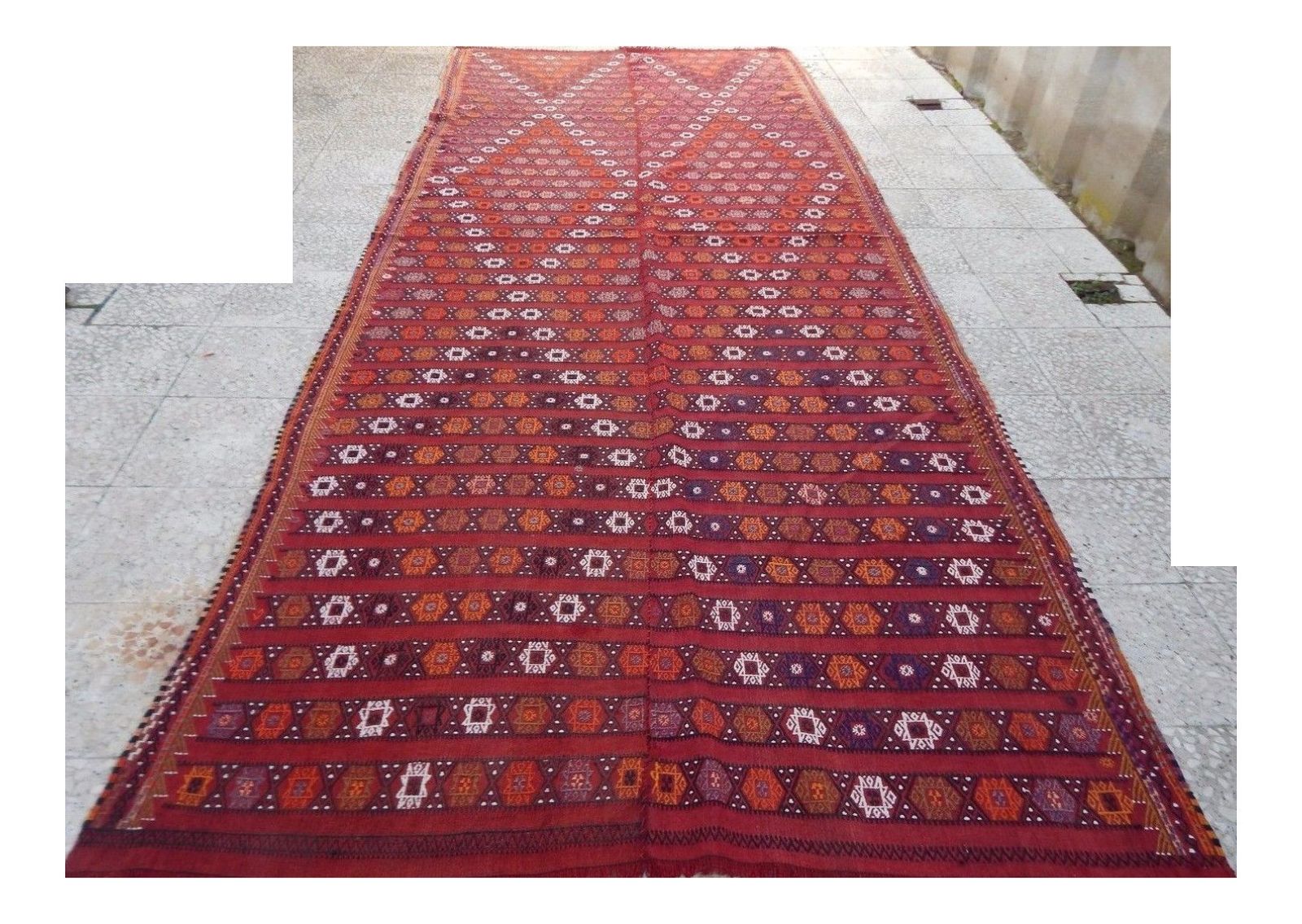 1970s Vintage Turkish Kilim Cicim Rug 5′6″ × 13′ photo furniture