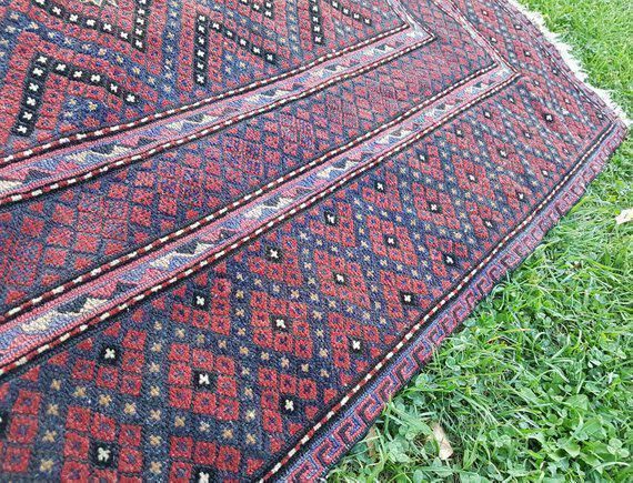 photo furniture 1970s Vintage Turkmen Afghan Baluch Rug 4′4″ × 6′3″