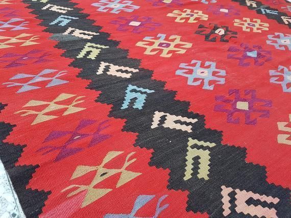 photo furniture 1970s Vintage Turkish Kilim Rug 7′3″ × 9′4″