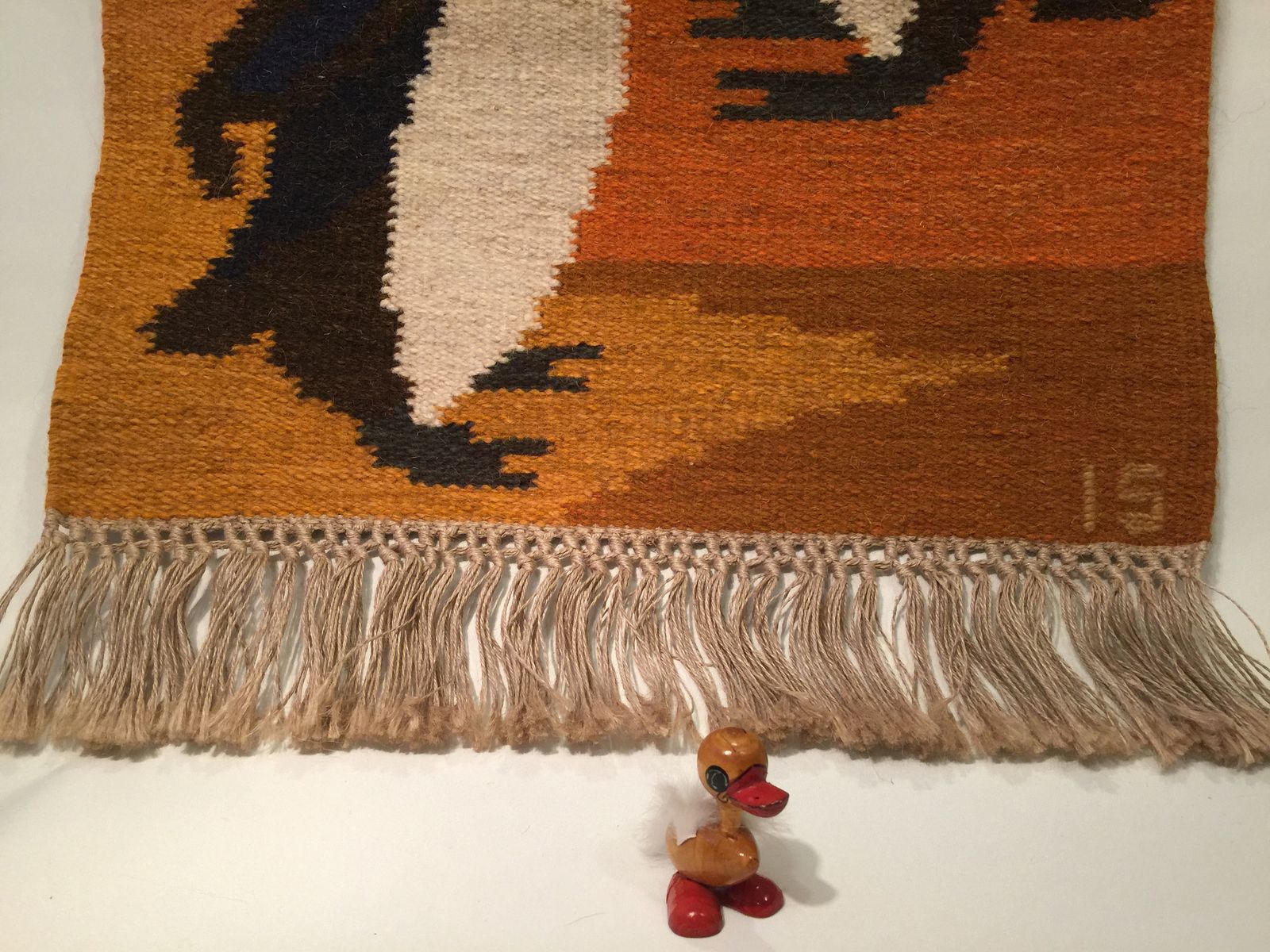 photo furniture Signed Swedish Flat Weave Rug / Wall Hanging By Textile Artist Ingegerd Silow
