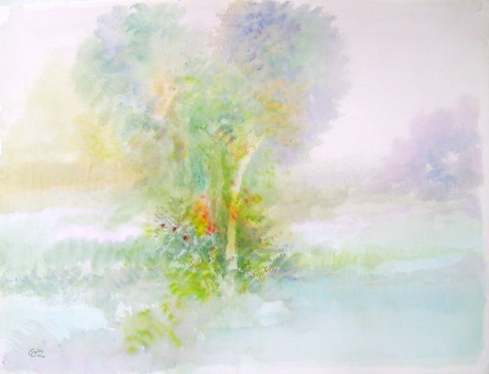 Ribes Guy   Large Format Original Watercolor And Gouache   Romantic Landscape 2