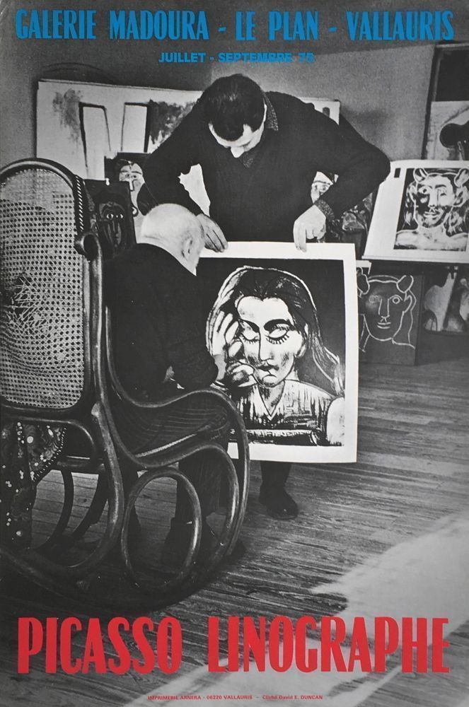 Picasso Pablo (Photo David Duncan)   Offset Poster   Galerie Madura Picasso Linograph 1975