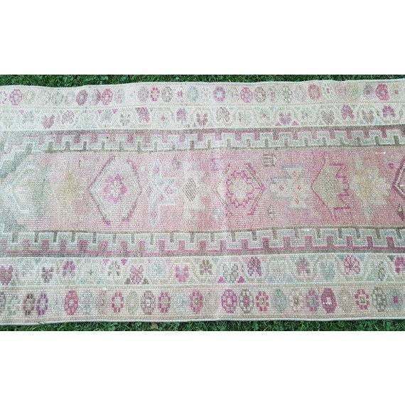 Hand Knotted Turkish Kurdish Runner Rug Tribal Long Runner photo vintage