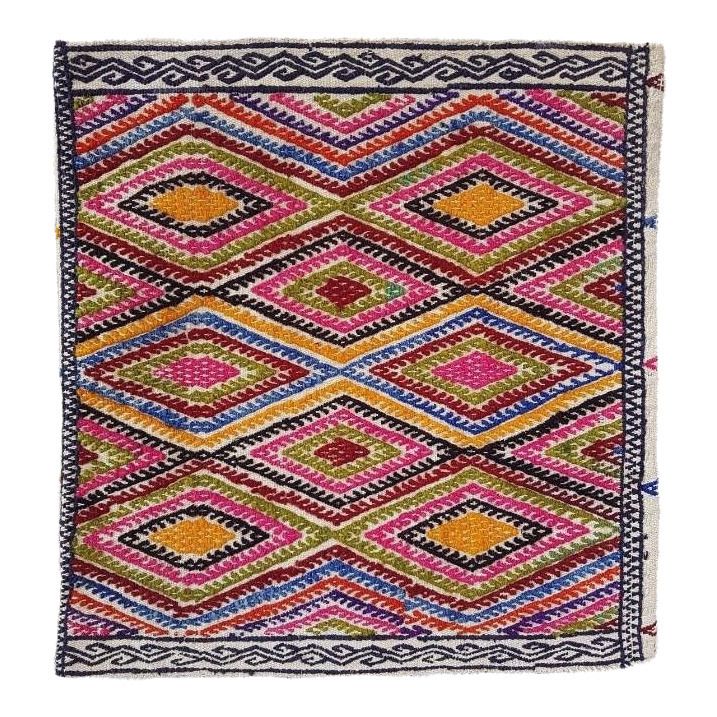 1970s Vintage Miniature Embroidered Turkish Kilim Rug photo furniture