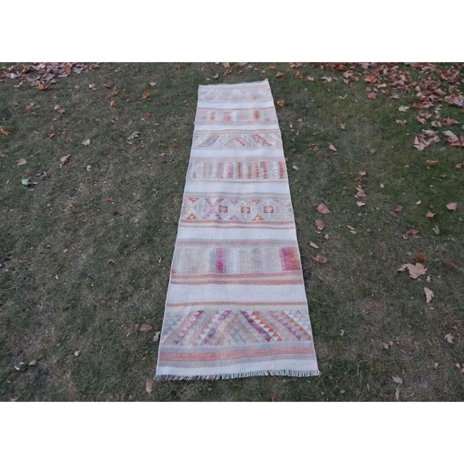 Turkish Handwoven Oushak Kilim Rug Runner For Home Decor, Traditional Old Wool Kelim photo for sale
